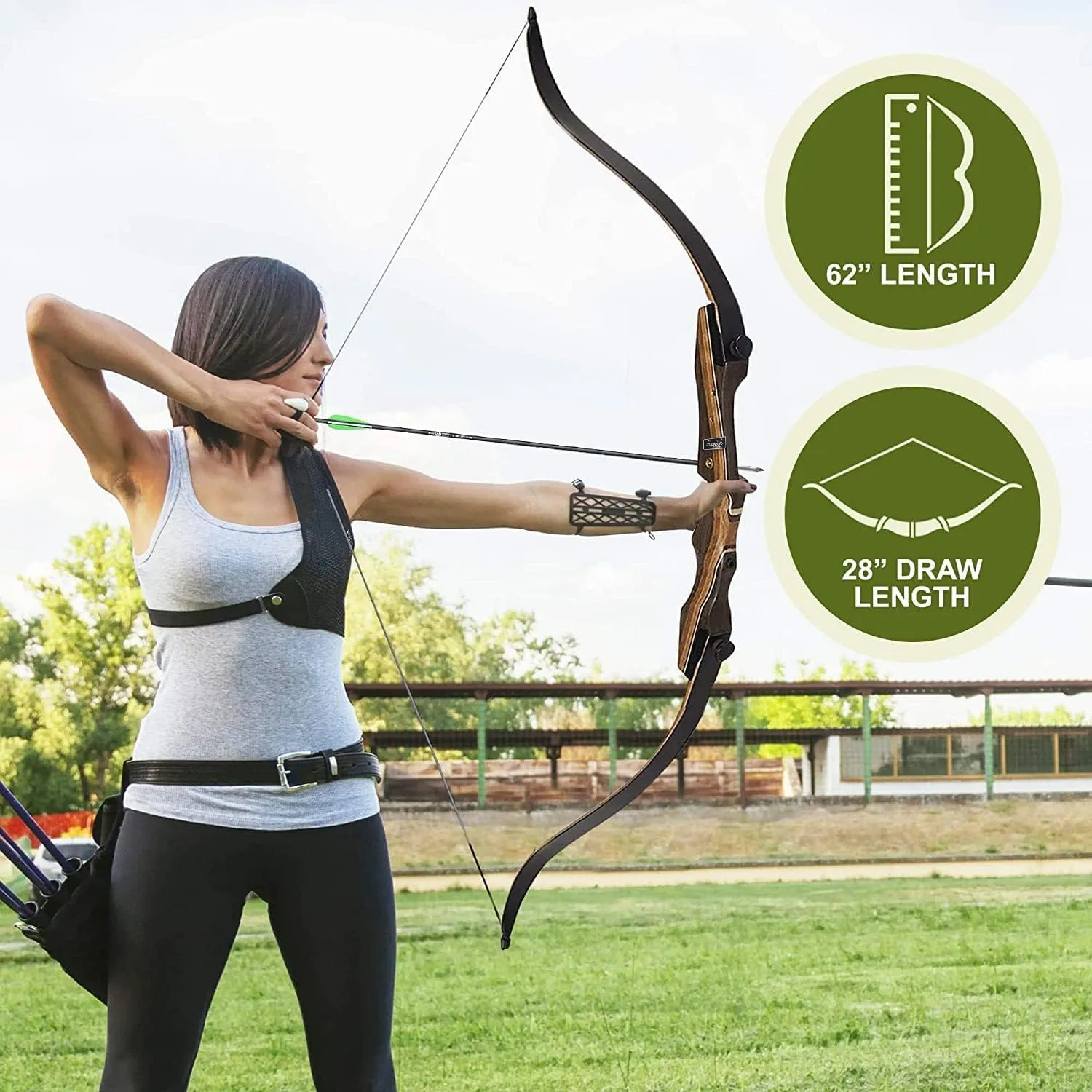 Samick Sage Archery Takedown Recurve Bow 62-inch - Right & Left Handed - 25-60lb - Archery Recurve Bows for Teens & Adults - Beginners to Advanced, Hunting & Target Practice