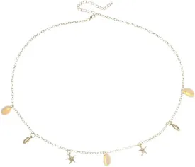 Sea Shell Starfish Waist Chain Belt for Women Girls Star Hanging Adjustable Waist Summer Beach Party Bikini Belly Chains Fashion Jewelry Gifts Body Accessories