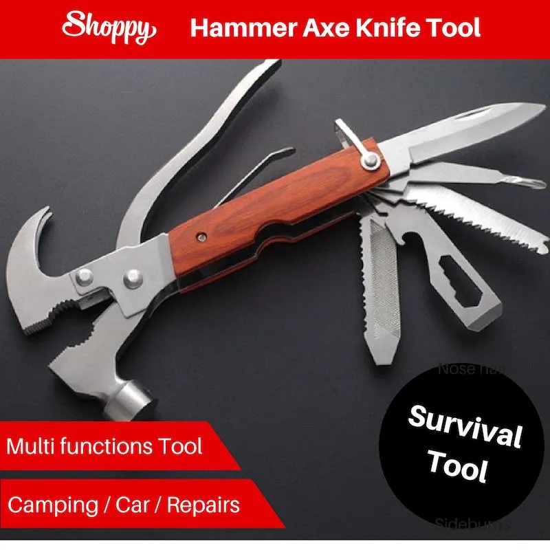 Shoppy Multi Camping Car Survival Hammer Axe Knife Tool