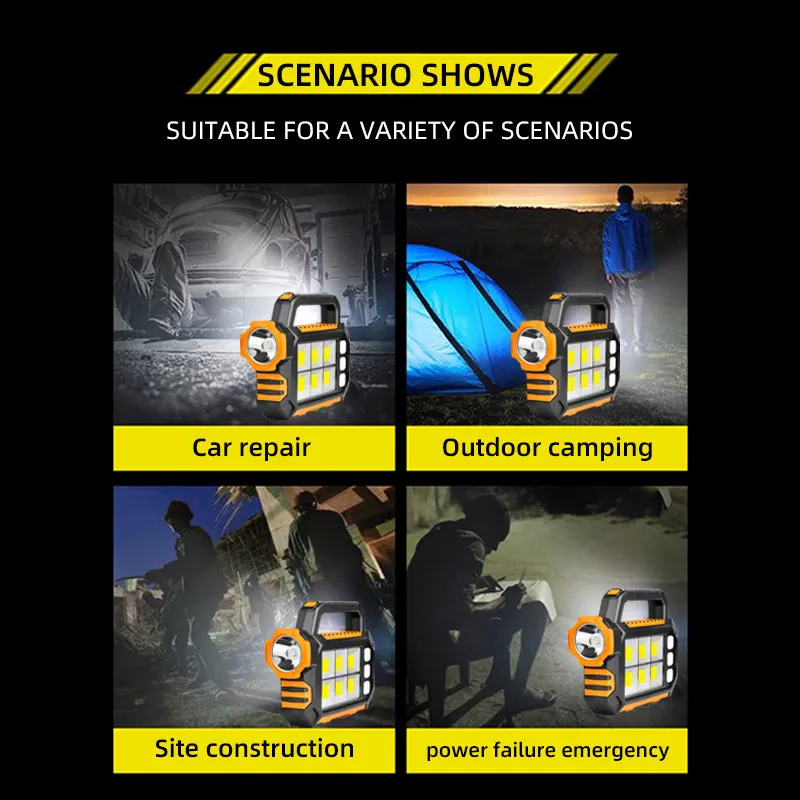 Solar Powered 6Cob   1Led Portable Work Light Fa-8029-1-B