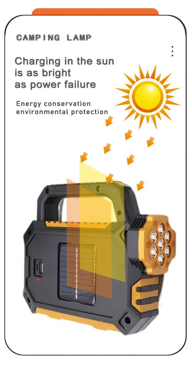 Solar Powered 6Cob   1Led Portable Work Light Fa-8029-1-B