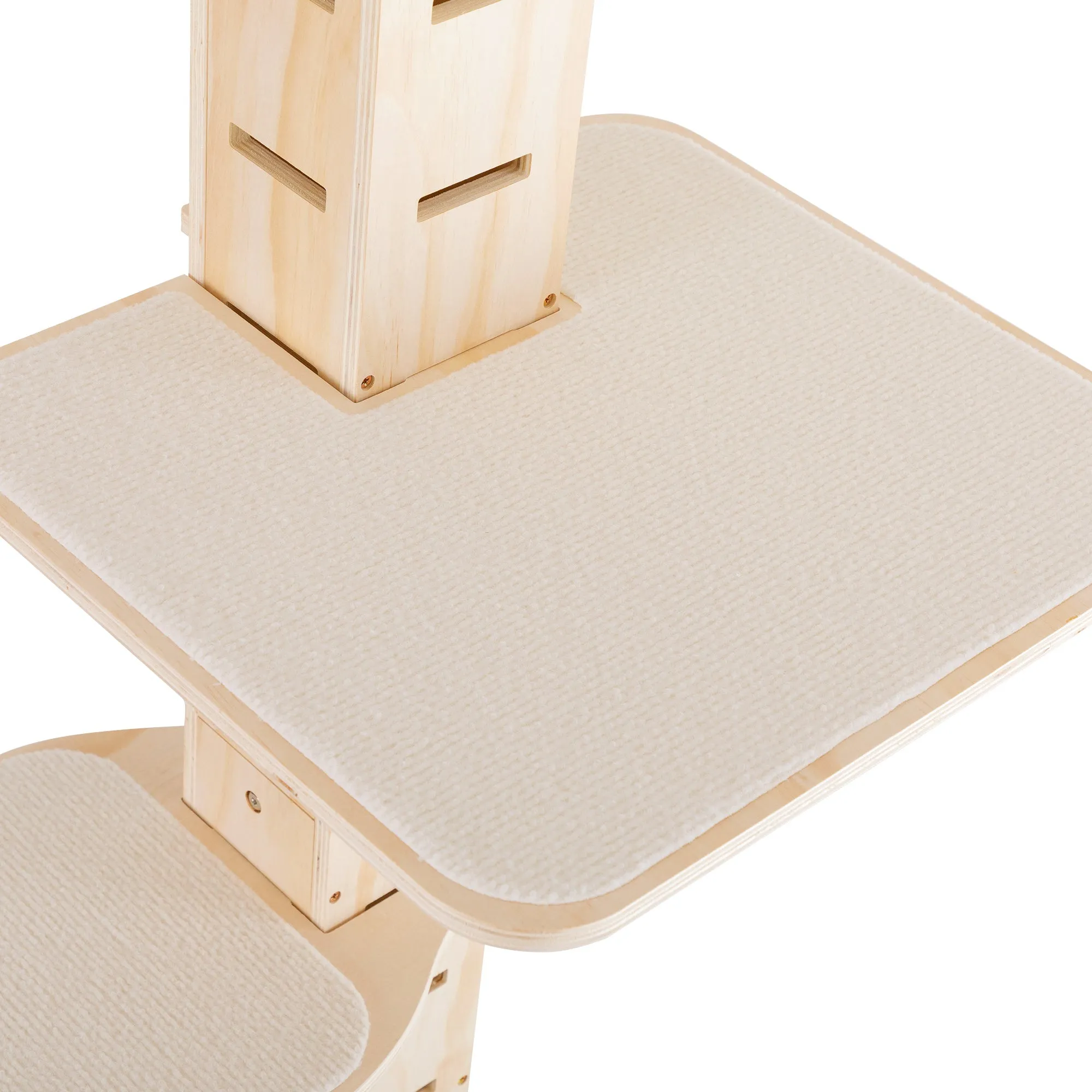 Space Saving Pine Cat Tree with Adjustable Platforms