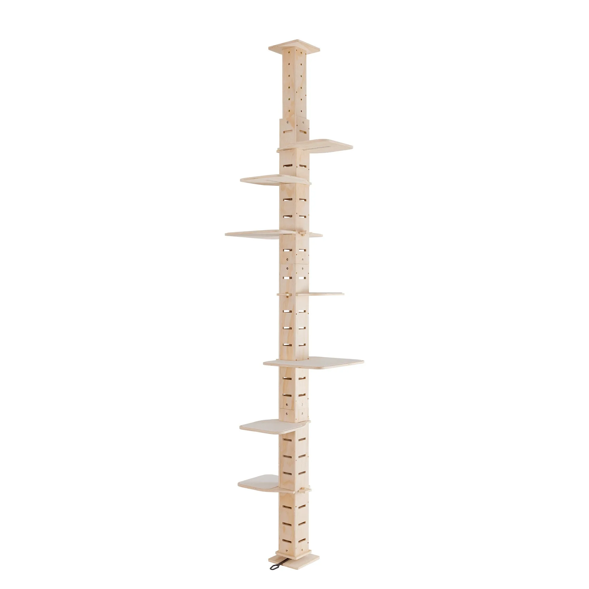 Space Saving Pine Cat Tree with Adjustable Platforms
