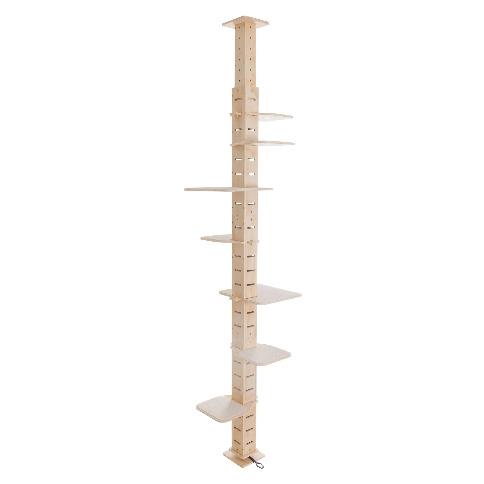 Space Saving Pine Cat Tree with Adjustable Platforms