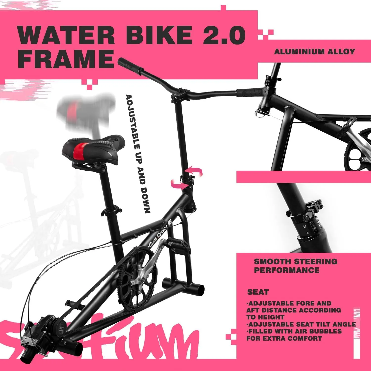 Spatioum Water Bike for 2 Person Inflatable Water Bicycle 2 Seat Water Bikes for Lake/Sea/Pool Pedal Inflatable WaterBikes Fishing SUP Water Bikes for Adults with Inflatable Pontoon Mat