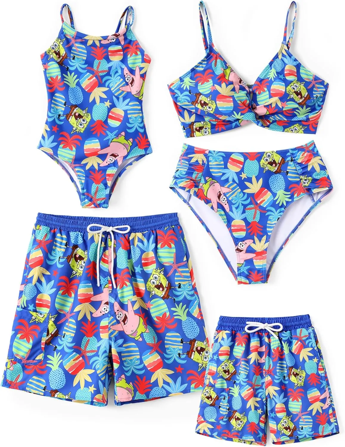 SpongeBob SquarePants Family Matching Swimwear Set, UPF 50  Quick-Dry Beachwear for GirlsBoys,Women & Men, Multicolor