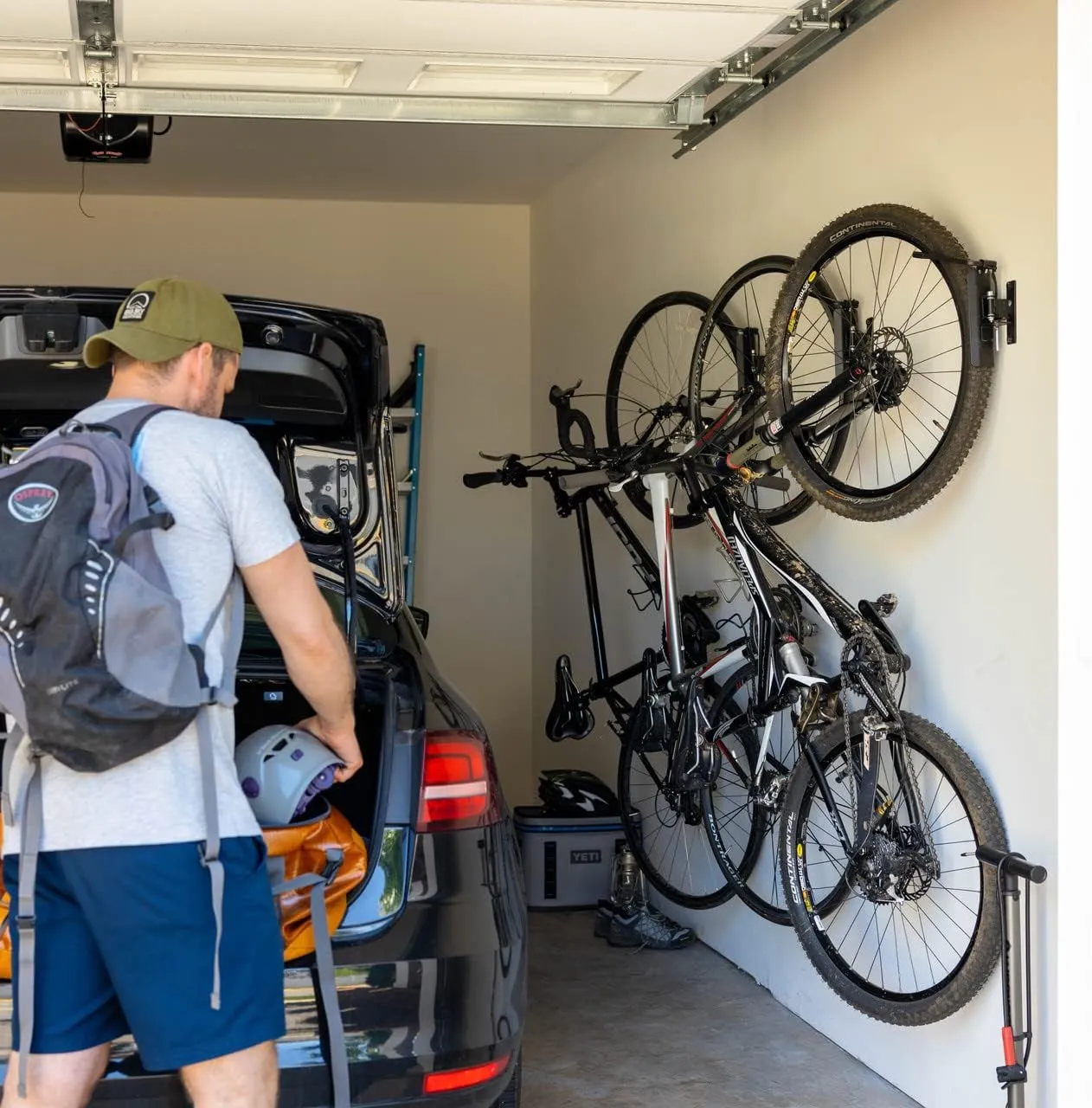 StoreYourBoard Swivel Bike Rack, Bike Rack Garage Wall Mount W/Stopper, Swing 120 Degrees Design, Vertical Hanger Hook for Indoor, Bicycle Storage Rack, Space Saving, Holds 50 lbs per rack