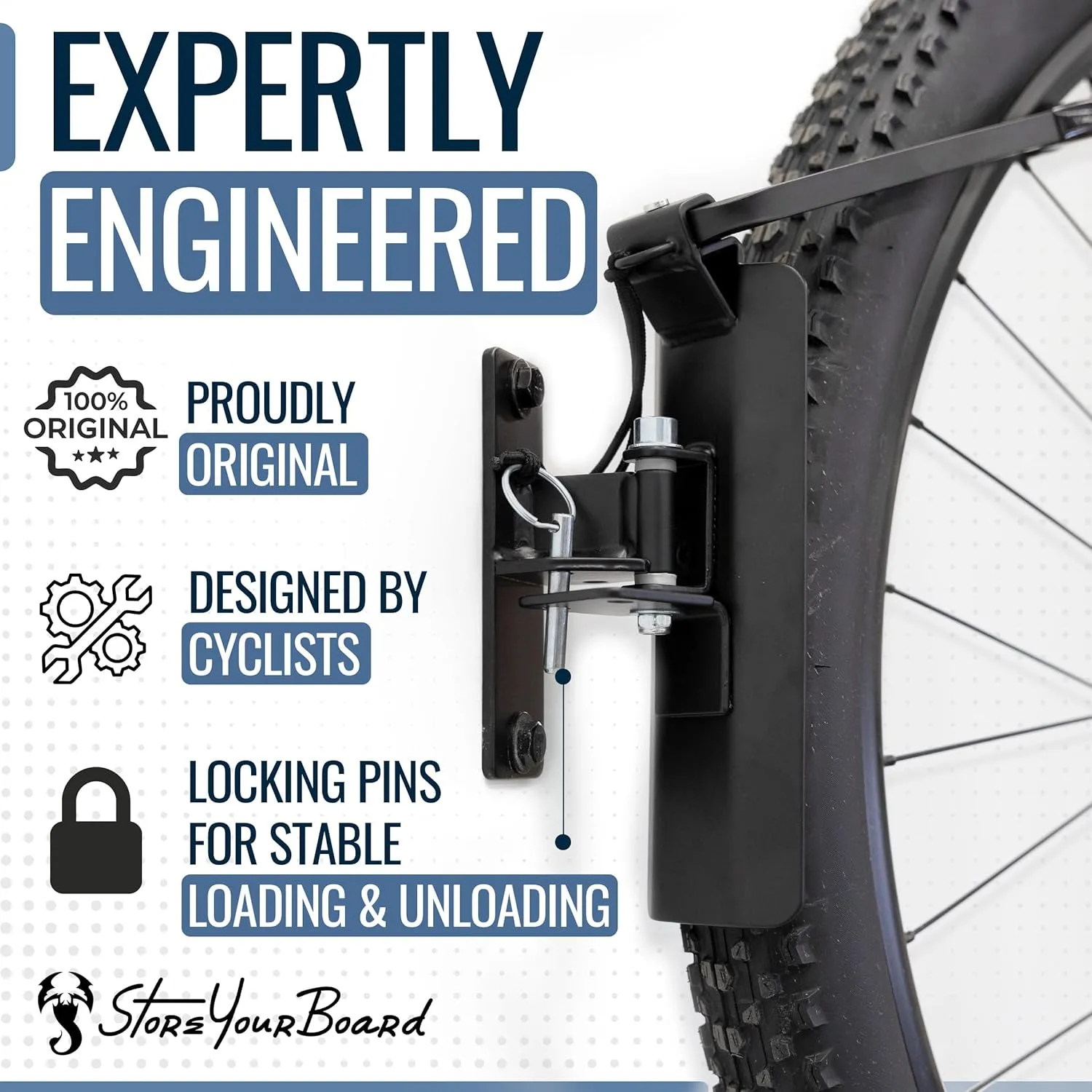 StoreYourBoard Swivel Bike Rack, Bike Rack Garage Wall Mount W/Stopper, Swing 120 Degrees Design, Vertical Hanger Hook for Indoor, Bicycle Storage Rack, Space Saving, Holds 50 lbs per rack