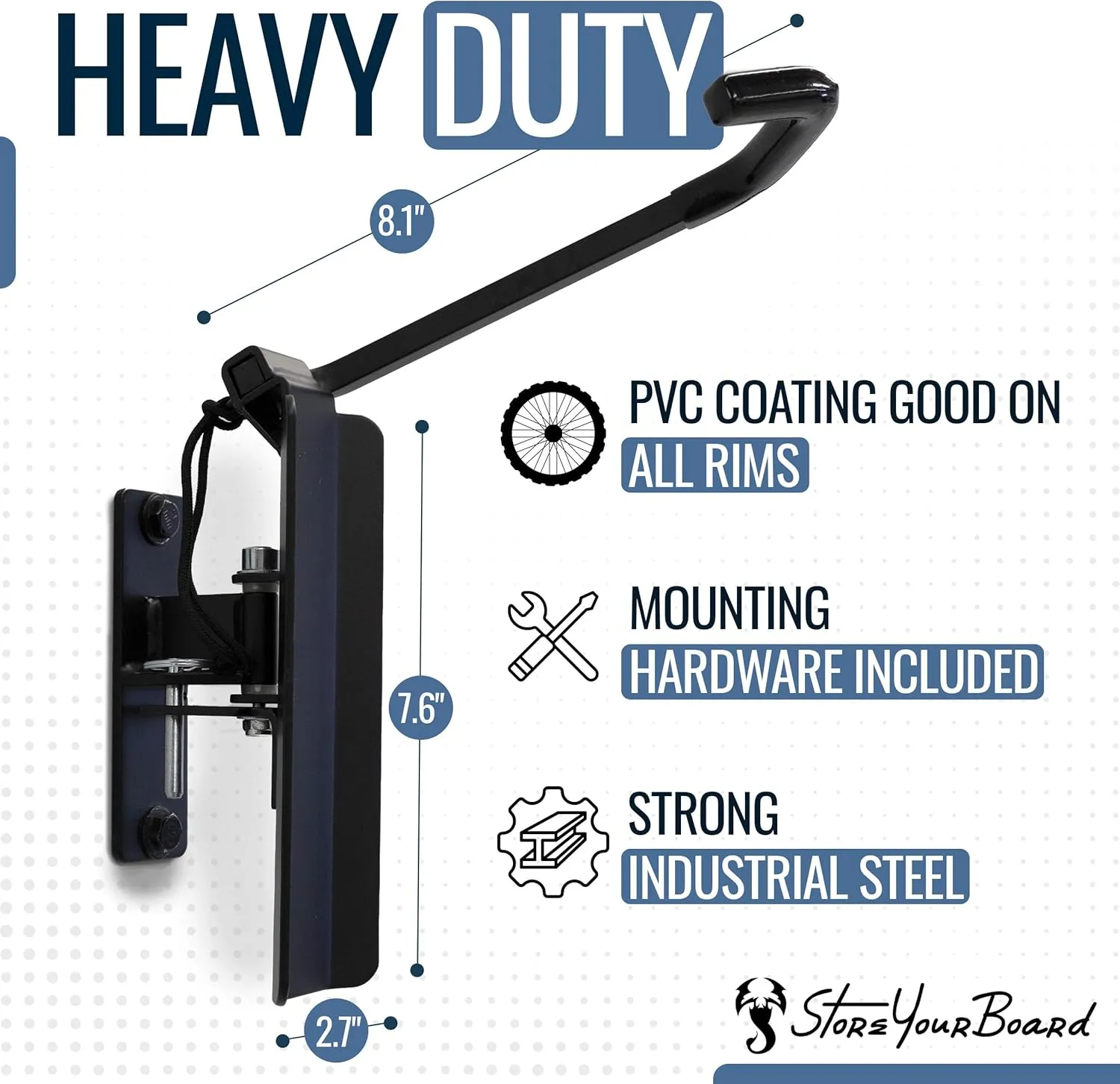 StoreYourBoard Swivel Bike Rack, Bike Rack Garage Wall Mount W/Stopper, Swing 120 Degrees Design, Vertical Hanger Hook for Indoor, Bicycle Storage Rack, Space Saving, Holds 50 lbs per rack