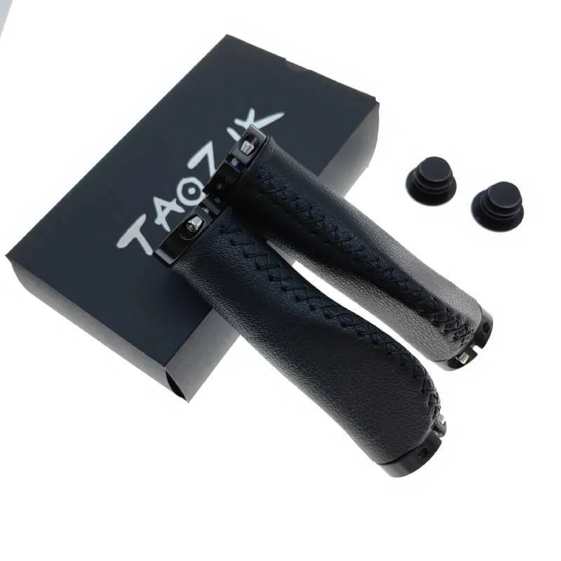 TAOZIK Fiber leather Bicycle Handlebar Grips City Bike Scooter MTB Cover Handle Bar End Non-slip Aluminum Lock Bike Accessories