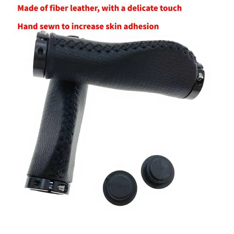 TAOZIK Fiber leather Bicycle Handlebar Grips City Bike Scooter MTB Cover Handle Bar End Non-slip Aluminum Lock Bike Accessories