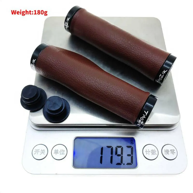 TAOZIK Fiber leather Bicycle Handlebar Grips City Bike Scooter MTB Cover Handle Bar End Non-slip Aluminum Lock Bike Accessories