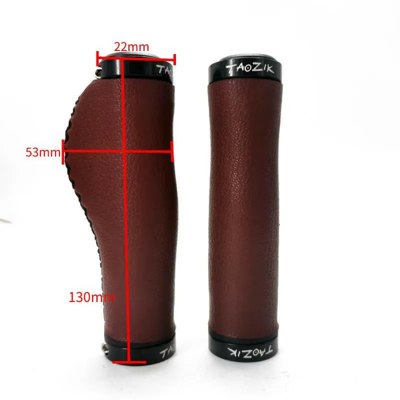 TAOZIK Fiber leather Bicycle Handlebar Grips City Bike Scooter MTB Cover Handle Bar End Non-slip Aluminum Lock Bike Accessories