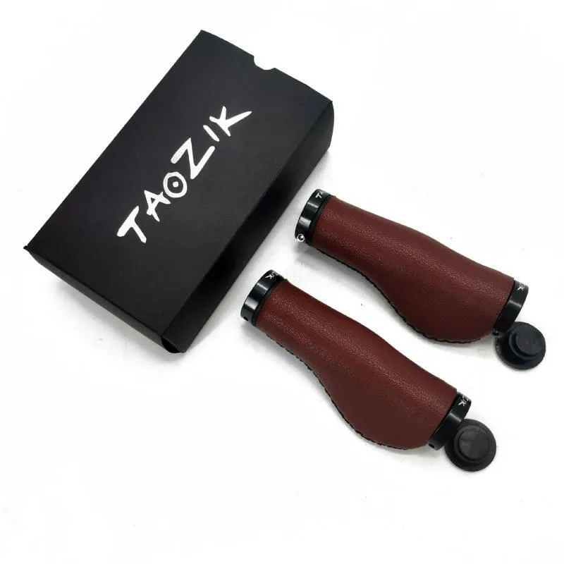 TAOZIK Fiber leather Bicycle Handlebar Grips City Bike Scooter MTB Cover Handle Bar End Non-slip Aluminum Lock Bike Accessories