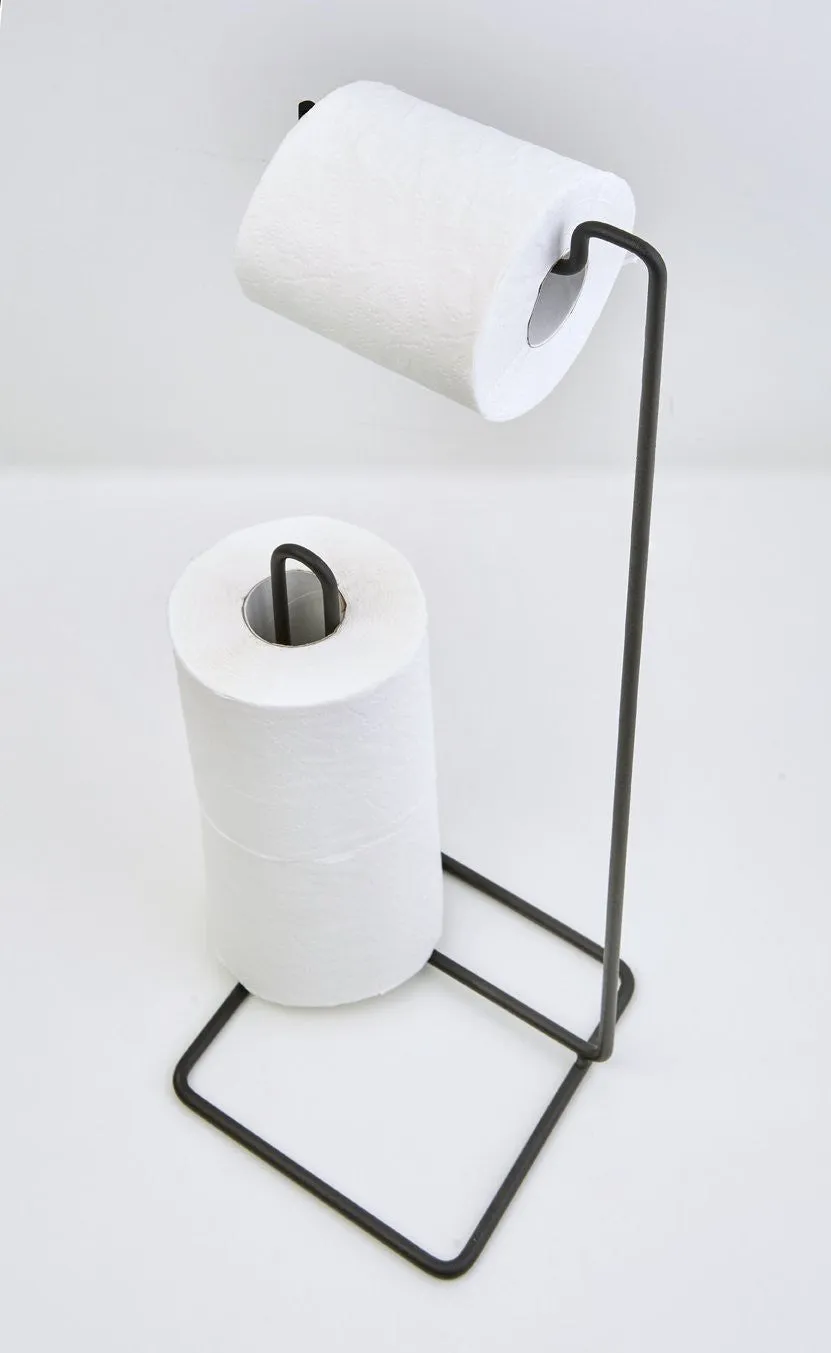 Toilet Roll Holder Stand (Square Design) Matt Black