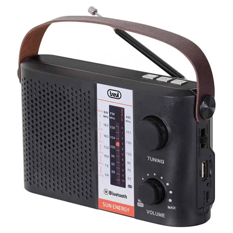 Trevi RA 7F25 BT Solar-Powered Multi-Band Portable Radio - Black | 026671