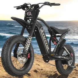 TUTTIO ICT Electric-Bike for Adults-Teens Age 16 , Peak 4000W-60V-25AH Electric-Dirt-Bike, 43-49MPH, 20" Fat-Tire-Electric-Motorcycle, Full Suspension E-bike for Mountain Snow Off-Road Commuter School