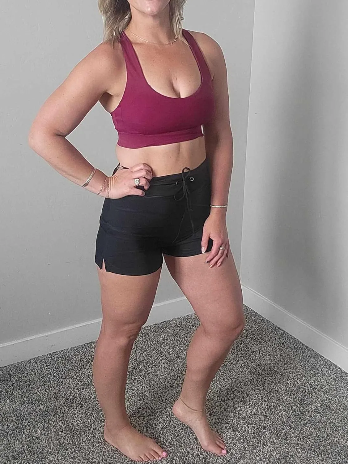 Women High Waisted Board Short Drawstring Swim Shorts Tummy Control Swimming Bathing Suit Bottoms Liner