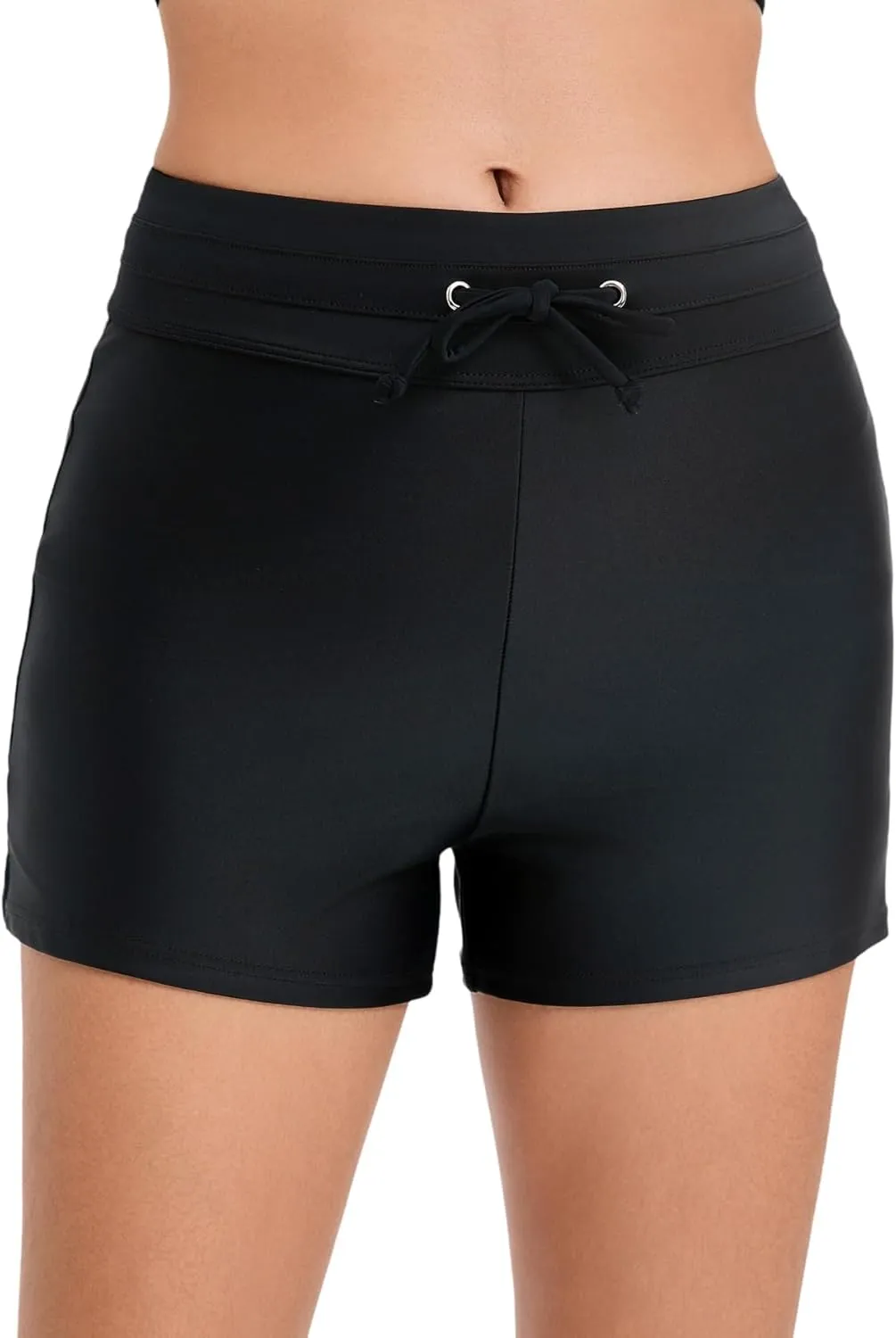 Women High Waisted Board Short Drawstring Swim Shorts Tummy Control Swimming Bathing Suit Bottoms Liner
