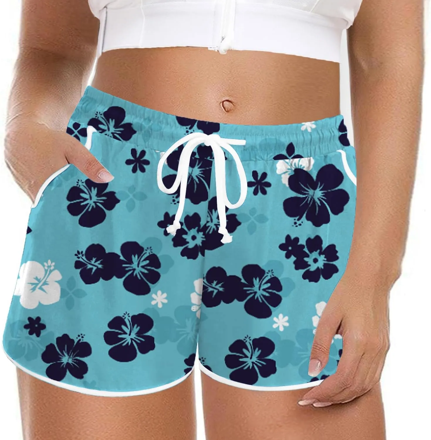 Women's Plus Size Board Shorts Drawstring Box Pants Beach Boardshorts Bottom Trunks with Pockets 1XL - 5XL