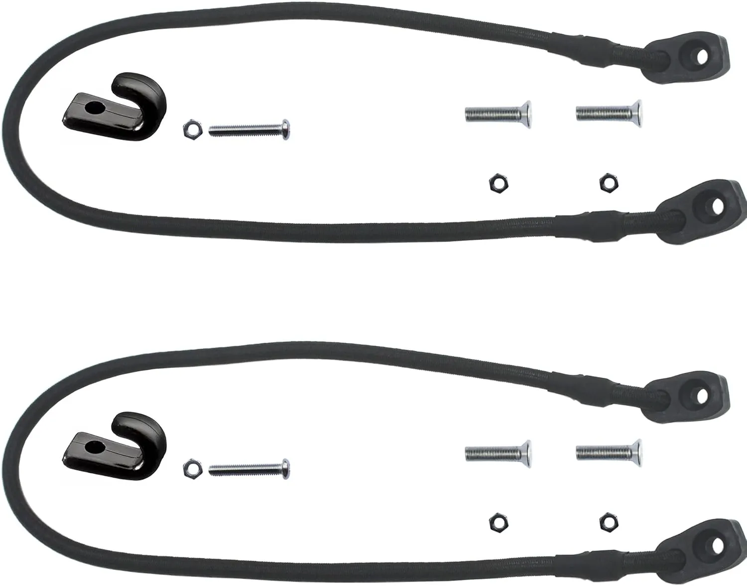 YYST D Ring Kayak Bungee Paddle Holder Kayak Paddle Keepers Kit 2/PK with J Hooks and Screws - No Paddle, No Kayaks